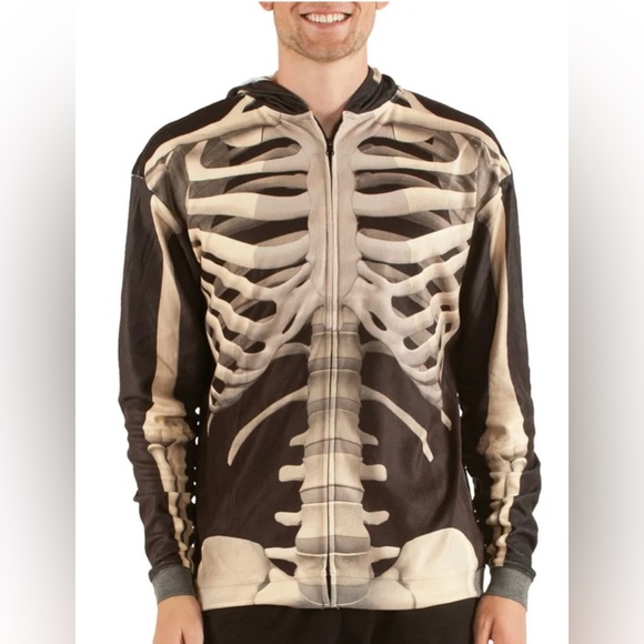 Skeleton hoodie from Dolls Kill realistic graphics front/back/both sides of hood - Picture 3 of 12